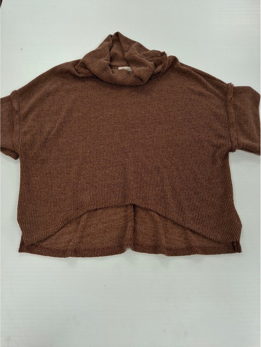 Millibon Brown Knit Cowl Neck short sleeve Pullover Sweater
